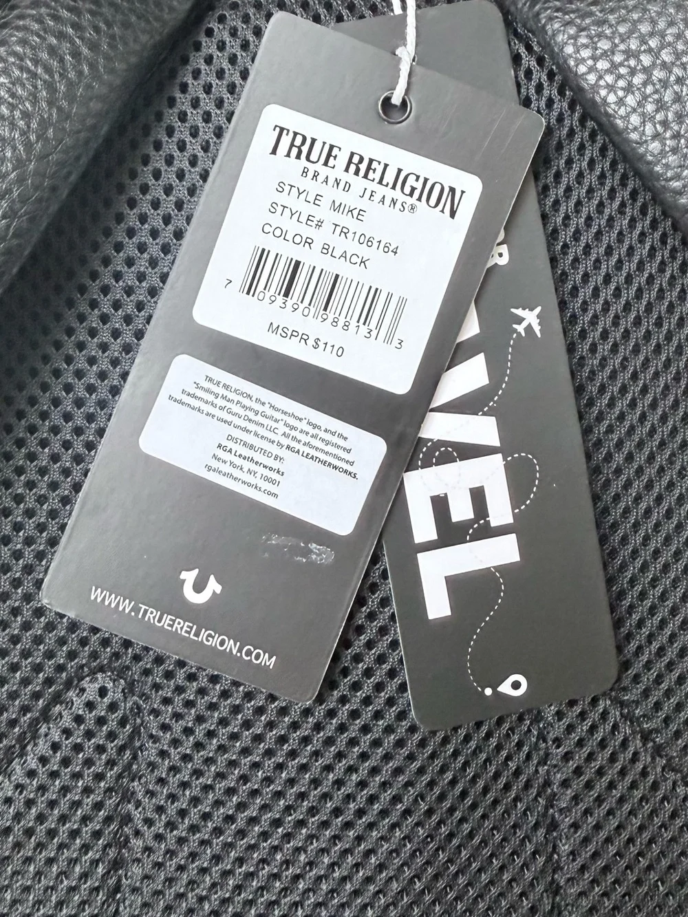 True Religion Black Pebbled Leather Backpack with Front Pockets
